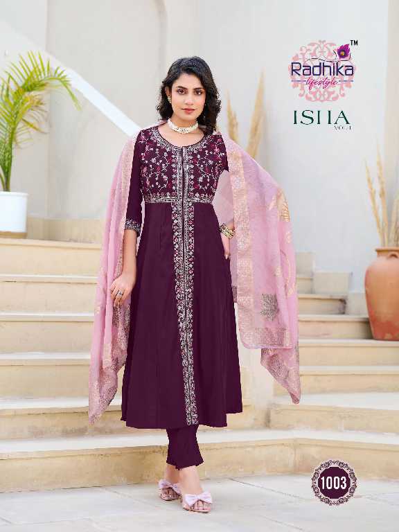 Radhika Lifestyle Isha Vol-1 Wholesale Gown With Centre Cut Pattern Suits