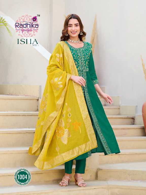 Radhika Lifestyle Isha Vol-1 Wholesale Gown With Centre Cut Pattern Suits