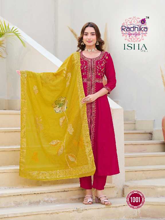 Radhika Lifestyle Isha Vol-1 Wholesale Gown With Centre Cut Pattern Suits