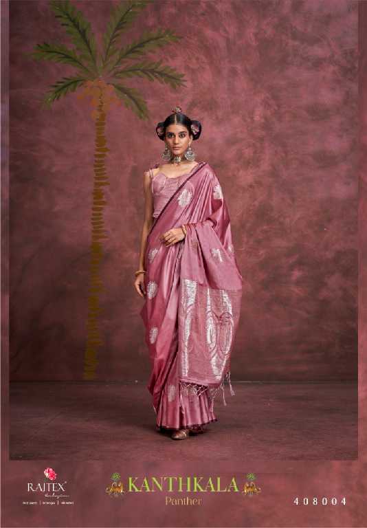 Rajtex Kanthkala Panther Wholesale Pure Satin Handloom Weaving Silk Party Wear Sarees