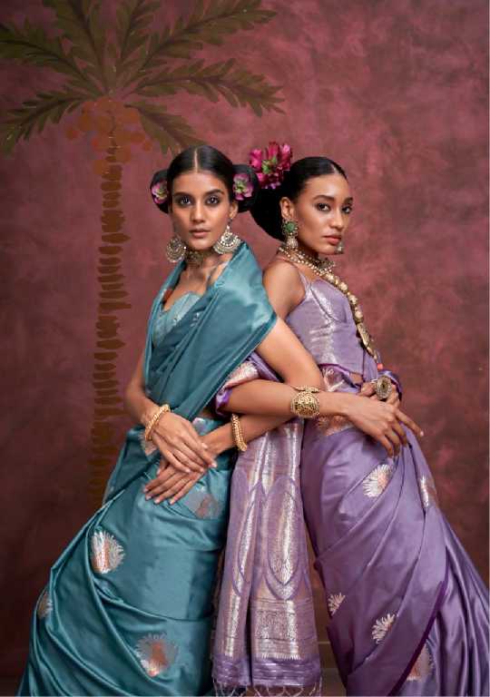 Rajtex Kanthkala Panther Wholesale Pure Satin Handloom Weaving Silk Party Wear Sarees