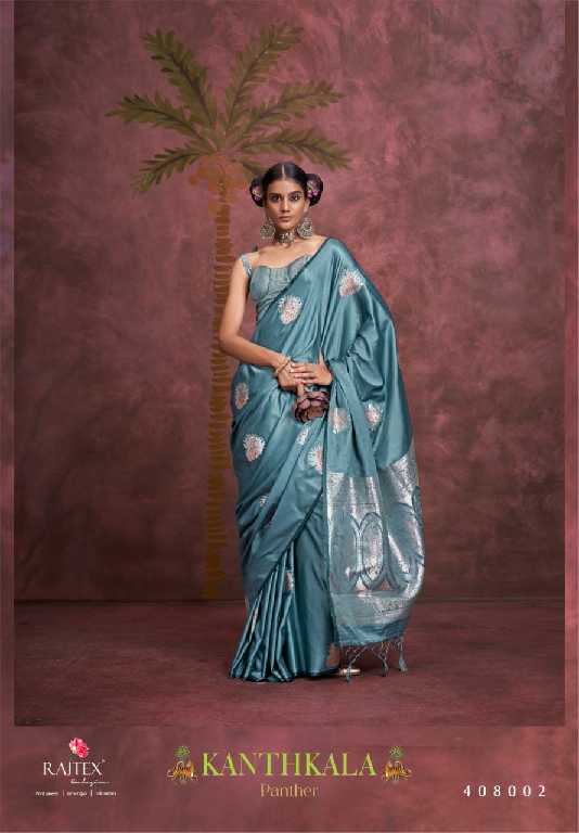 Rajtex Kanthkala Panther Wholesale Pure Satin Handloom Weaving Silk Party Wear Sarees