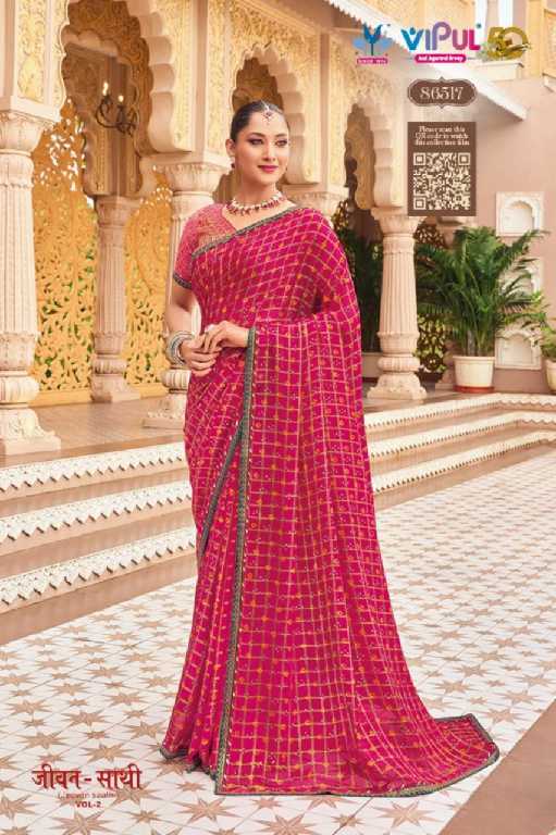 Vipul Jivan Sathi Vol-2 Wholesale Georgette Moss With Pattern Sarees