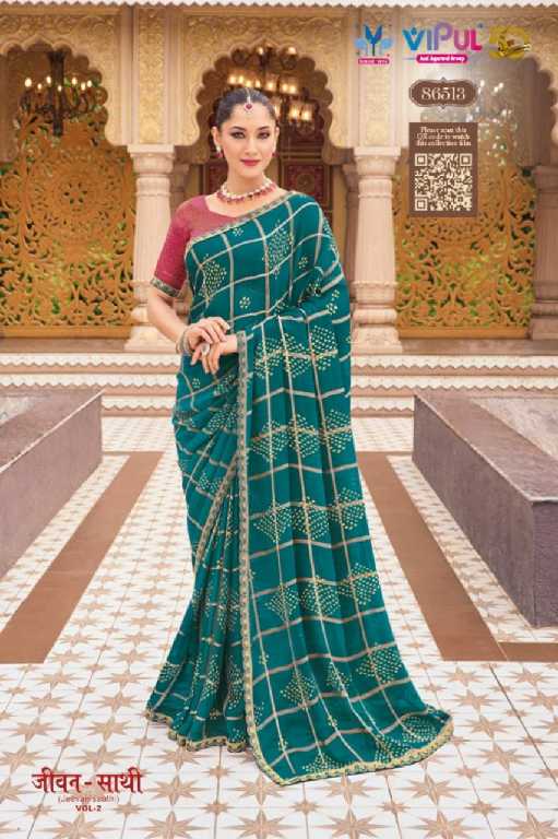 Vipul Jivan Sathi Vol-2 Wholesale Georgette Moss With Pattern Sarees