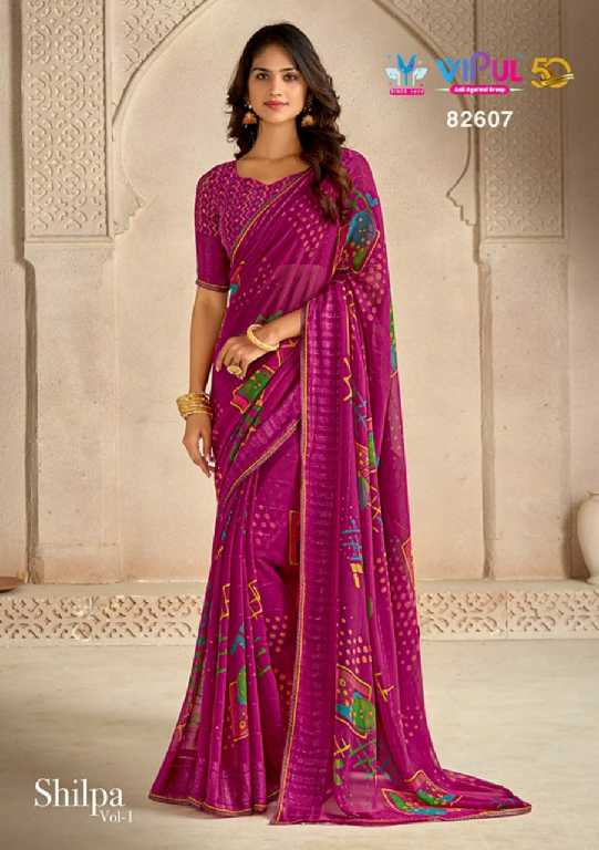 Vipul Shilpa Wholesale Georgette Weaving Border Sarees