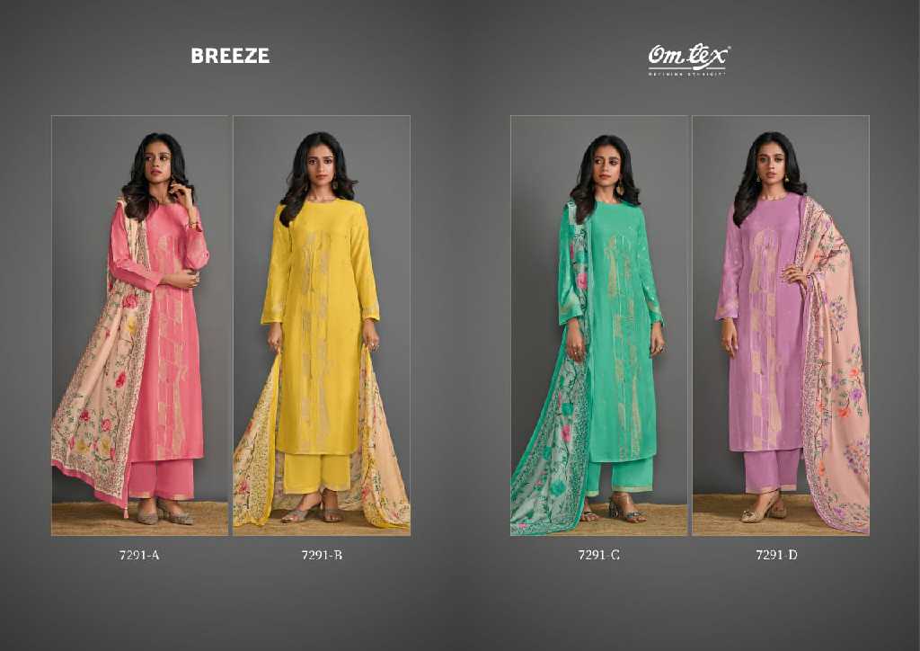 Omtex Breeze Wholesale Muslin Jacquard With Handwork Salwar Suits