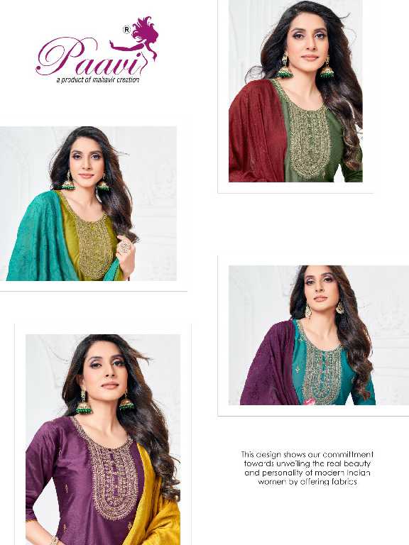 Paavi Tanu Wholesale Liva Silk With Lining Kurti With Pant And Dupatta