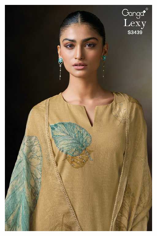 Ganga Lexy S3439 Wholesale Cotton Linen With Hand Embroidery Salwar Suits