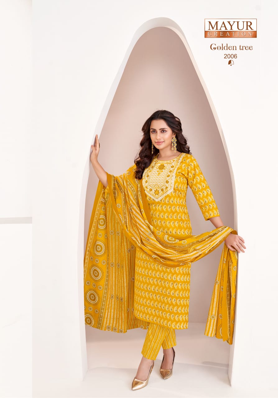 Mayur Golden Tree Vol-2 Wholesale Pure Cotton With Embroidery Work Readymade Suits