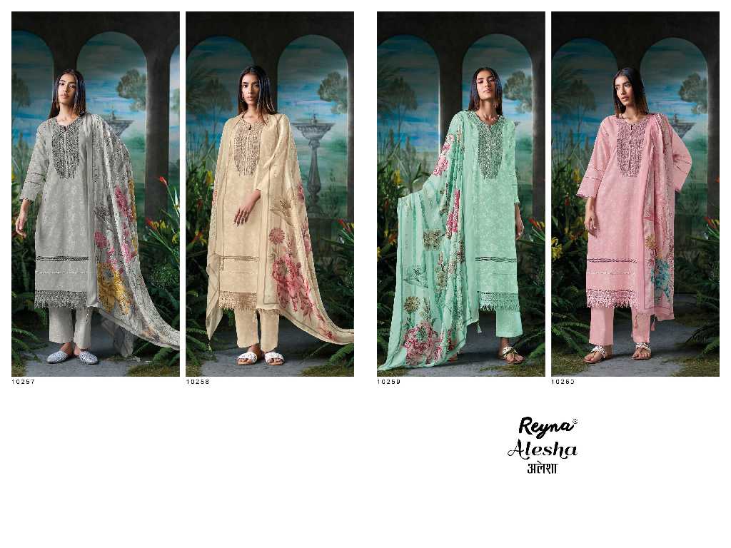 Reyna Alesha Wholesale Cotton Block Print With Work Salwar Suits