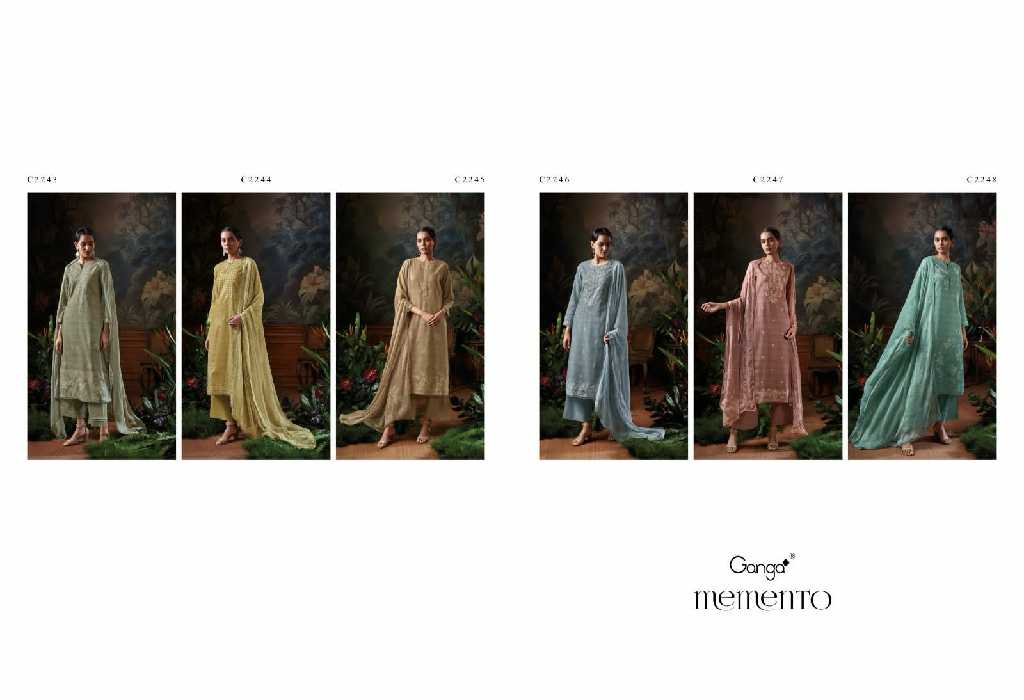 Ganga Memento Wholesale Cotton Dobby With Hand Embroidery Salwar Suits