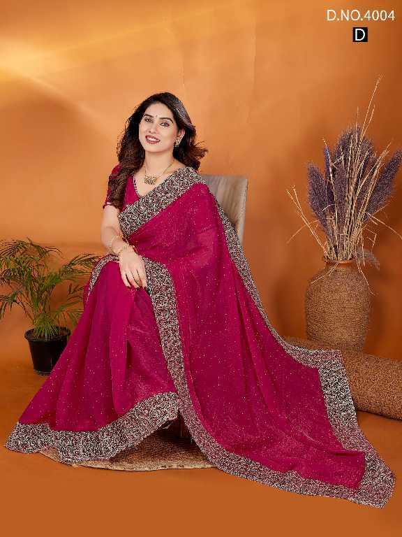 Jayshree D.no 4004 Colour Wholesale Fancy Chiffon With Stone Work Sarees