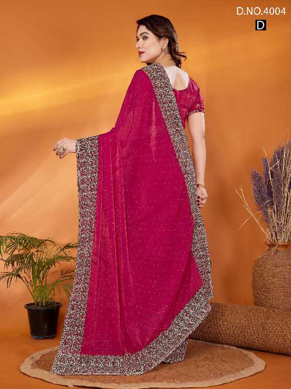 Jayshree D.no 4004 Colour Wholesale Fancy Chiffon With Stone Work Sarees