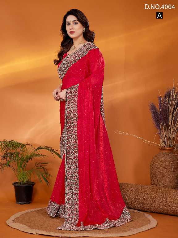 Jayshree D.no 4004 Colour Wholesale Fancy Chiffon With Stone Work Sarees