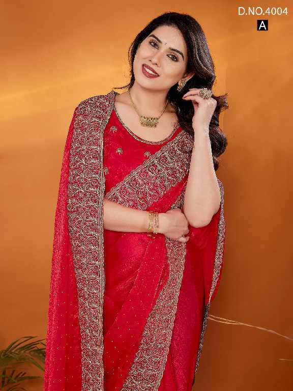 Jayshree D.no 4004 Colour Wholesale Fancy Chiffon With Stone Work Sarees