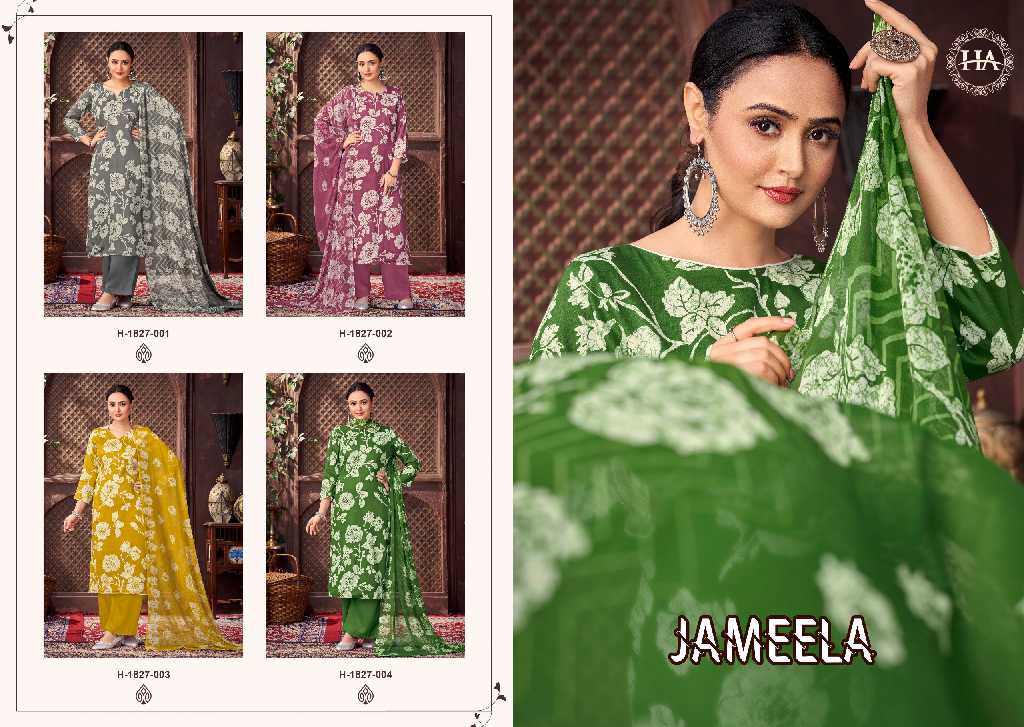 Harshit Jameela Wholesale Pure Zam With Hand Work Dress Material