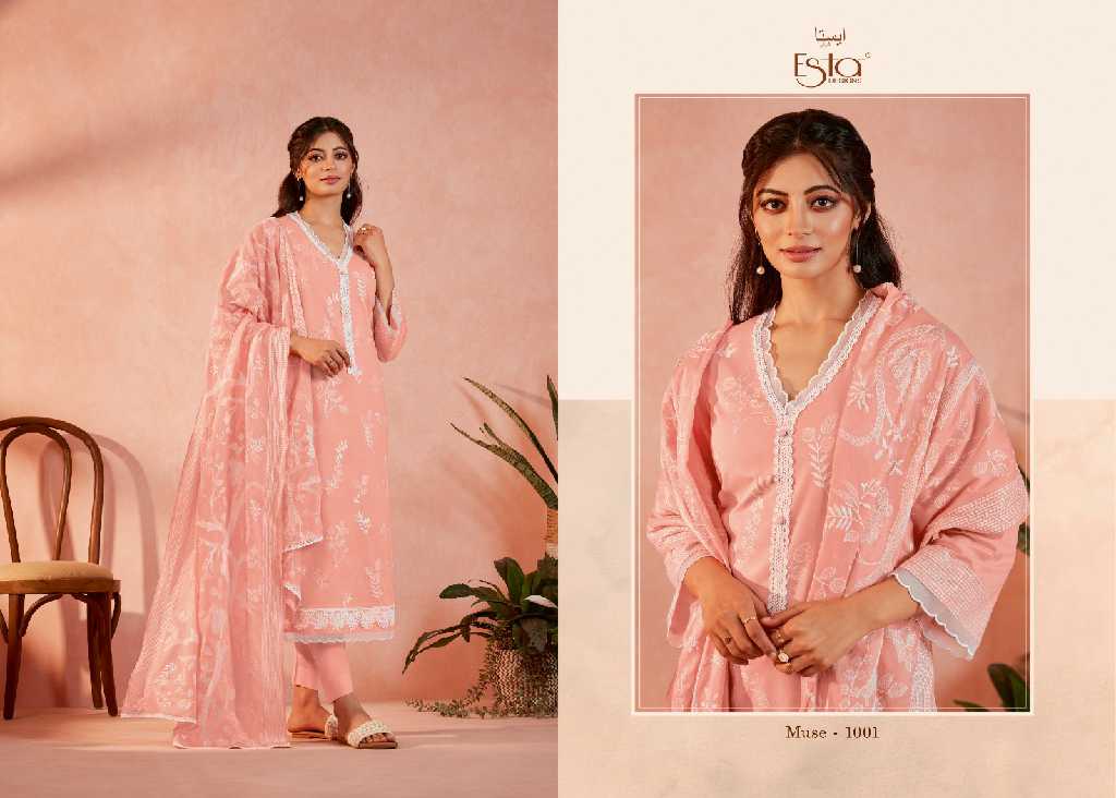Esta Muse Wholesale Cotton Lawn With Heavy Embroidery Salwar Suits