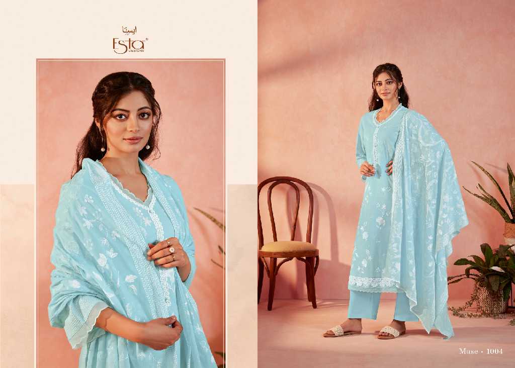 Esta Muse Wholesale Cotton Lawn With Heavy Embroidery Salwar Suits