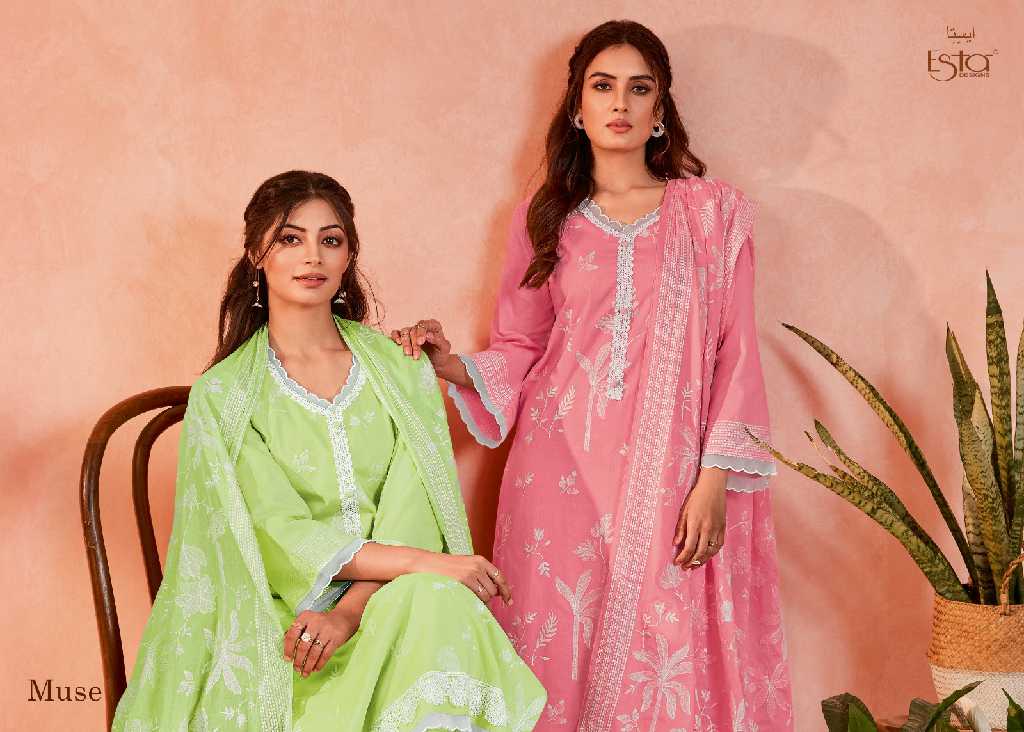 Esta Muse Wholesale Cotton Lawn With Heavy Embroidery Salwar Suits