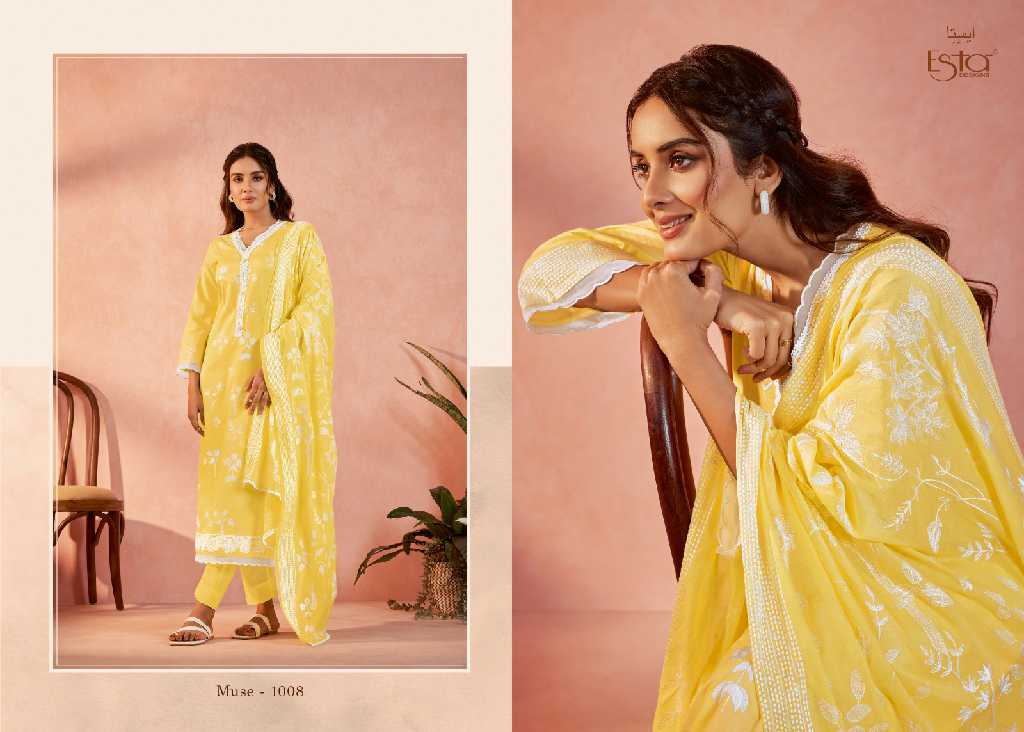 Esta Muse Wholesale Cotton Lawn With Heavy Embroidery Salwar Suits