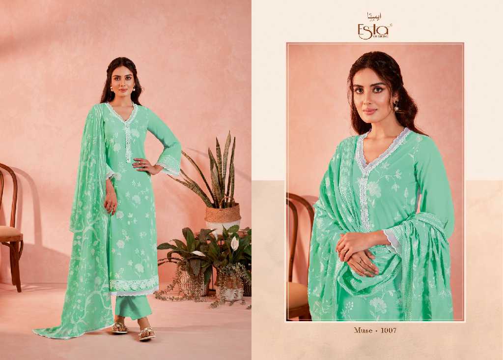 Esta Muse Wholesale Cotton Lawn With Heavy Embroidery Salwar Suits