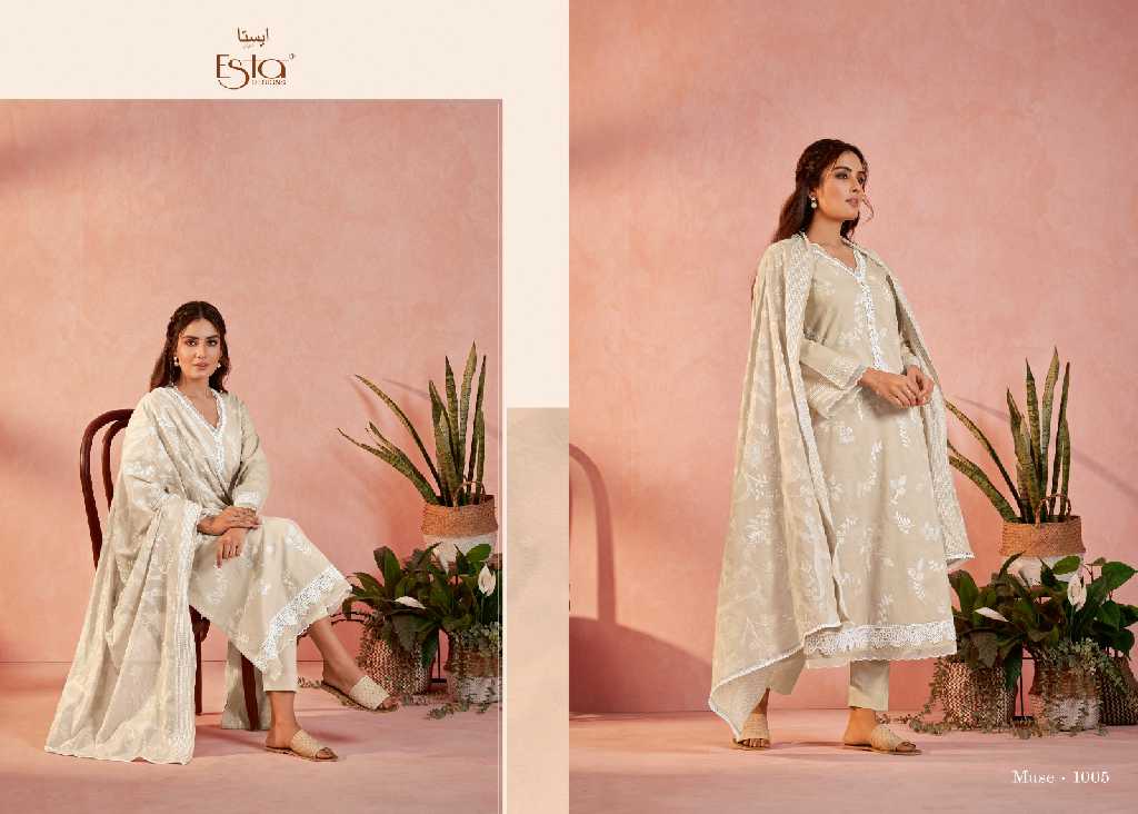 Esta Muse Wholesale Cotton Lawn With Heavy Embroidery Salwar Suits
