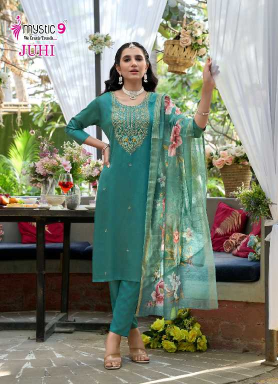 Mystic 9 Juhi Vol-1 Wholesale Gajji Silk Straight Cut Catalogue