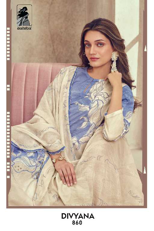 Sahiba Divyana Wholesale Pure Cotton Lawn With Handwork Salwar Suits
