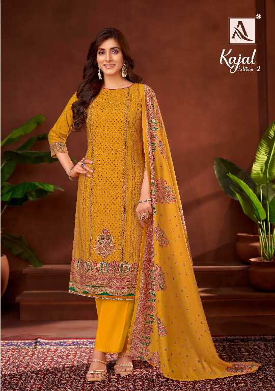 Alok Kajal Vol-2 Wholesale Heavy Viscose Reyon With Fancy Handwork Dress Material
