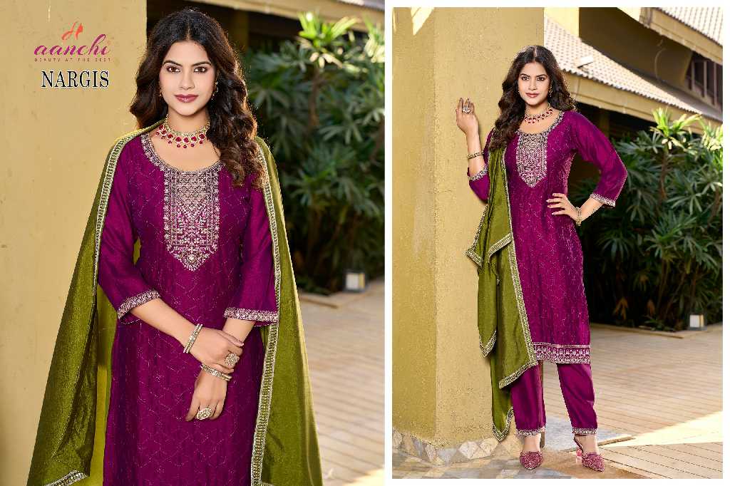Aanchi Nargis Wholesale 3 Piece Set Straight Concept Readymade Suits
