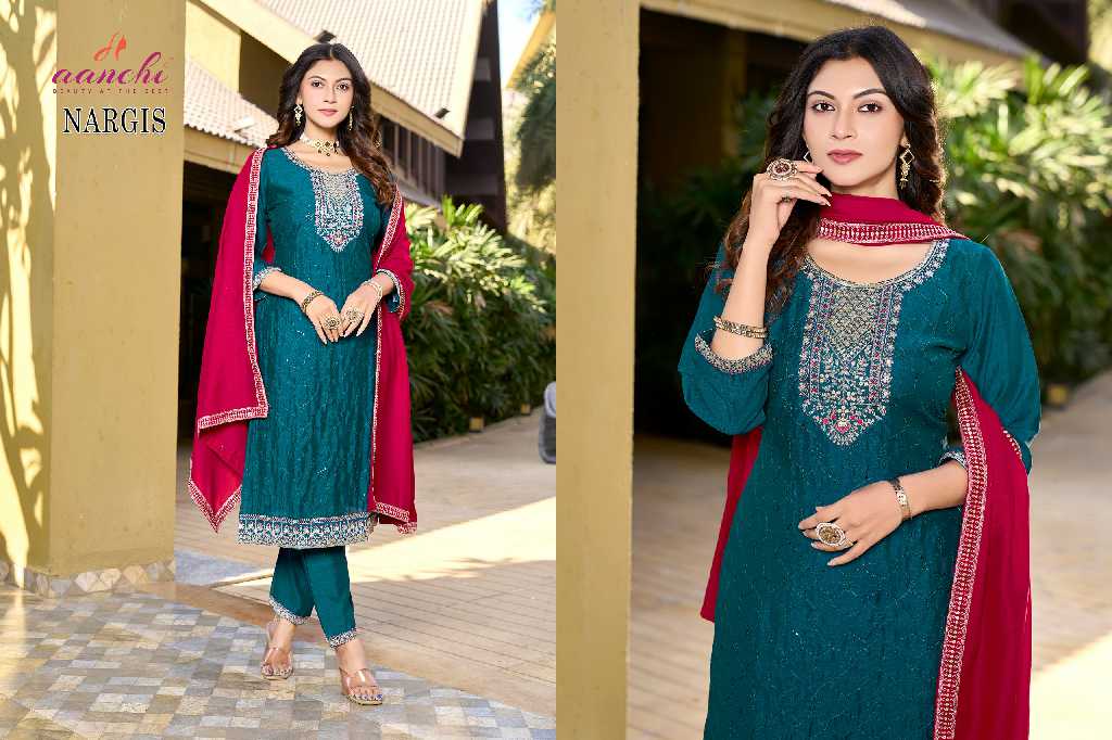 Aanchi Nargis Wholesale 3 Piece Set Straight Concept Readymade Suits