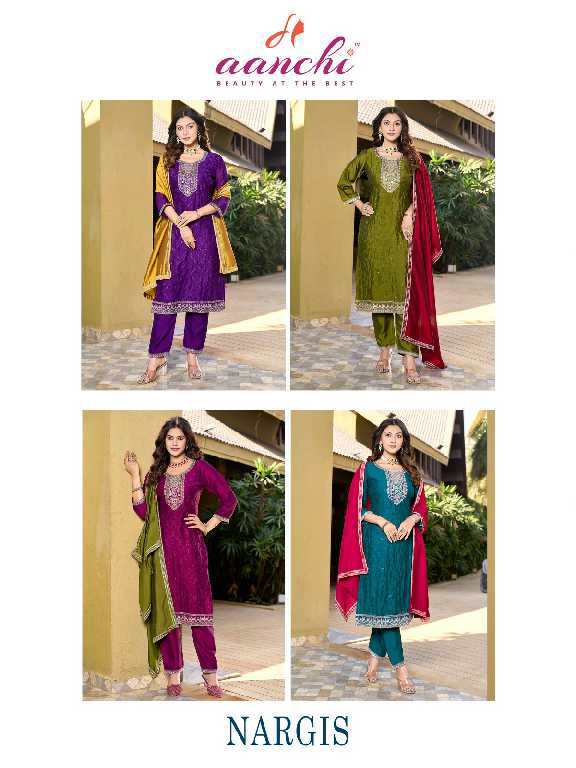 Aanchi Nargis Wholesale 3 Piece Set Straight Concept Readymade Suits