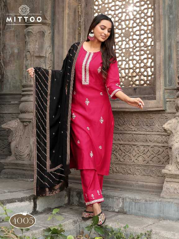 Mittoo Saundarya Wholesale Viscose Weaving Kurti With Pant And Dupatta
