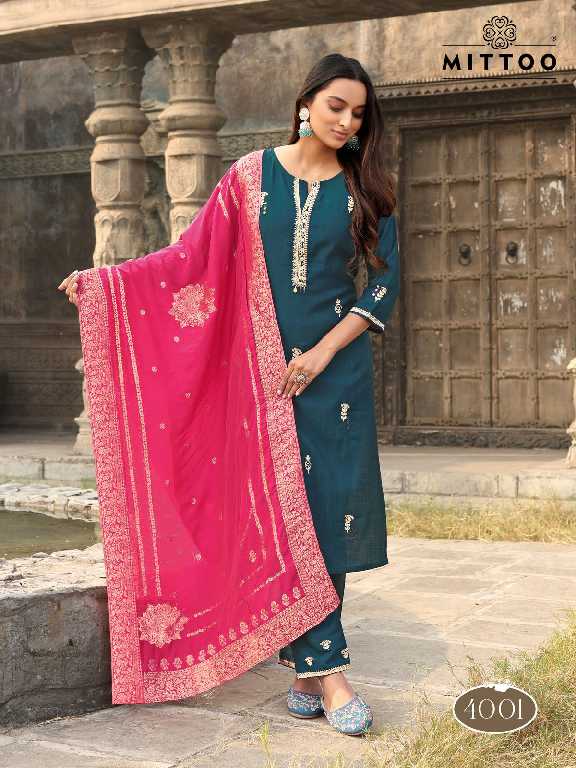 Mittoo Saundarya Wholesale Viscose Weaving Kurti With Pant And Dupatta