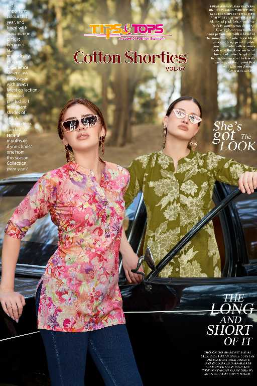 Tips And Tops Cotton Shorties Vol-7 Wholesale Premium Cotton Flex Print Short Tops