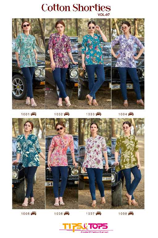 Tips And Tops Cotton Shorties Vol-7 Wholesale Premium Cotton Flex Print Short Tops