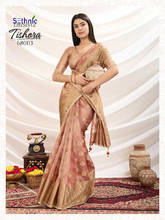 Sethnic Tishora Wholesale Crush Tissue Silk Party Wear Sarees