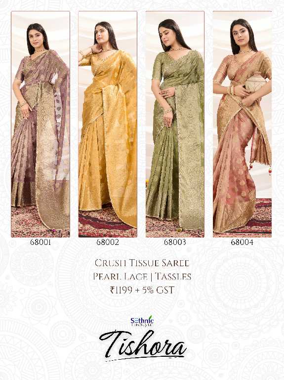 Sethnic Tishora Wholesale Crush Tissue Silk Party Wear Sarees