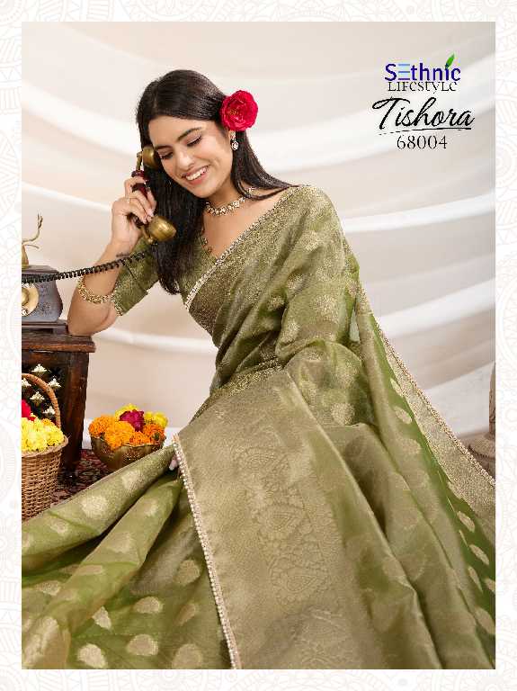 Sethnic Tishora Wholesale Crush Tissue Silk Party Wear Sarees