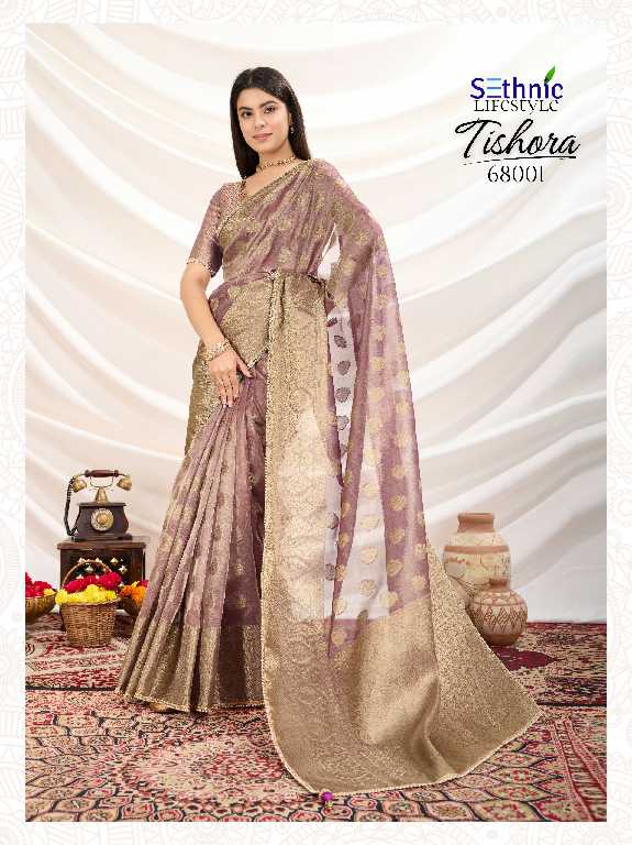 Sethnic Tishora Wholesale Crush Tissue Silk Party Wear Sarees