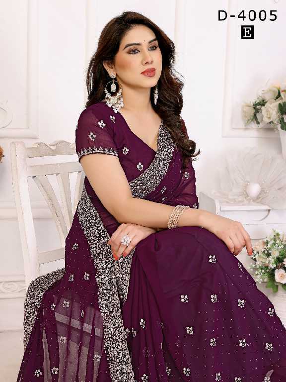 Jayshree D.no 4005 Colour Wholesale 60 Gram Georgette With Stone Work Party Wear Sarees