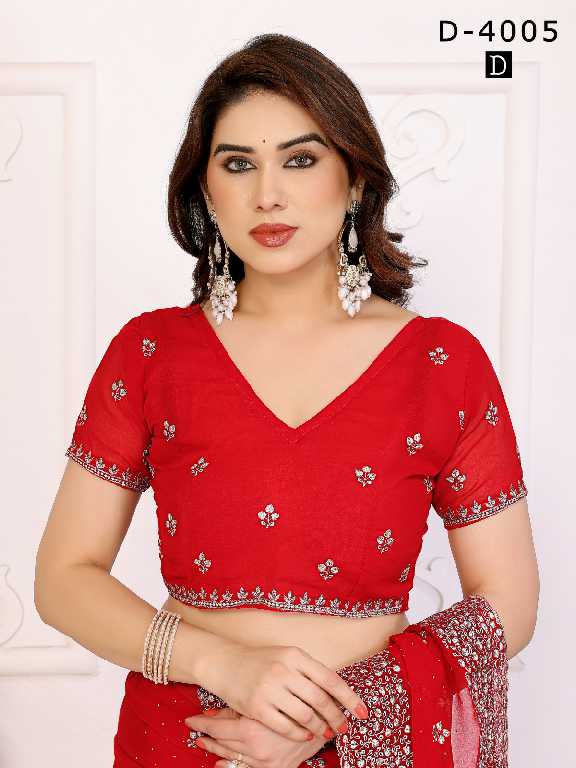 Jayshree D.no 4005 Colour Wholesale 60 Gram Georgette With Stone Work Party Wear Sarees