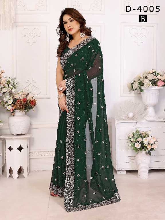Jayshree D.no 4005 Colour Wholesale 60 Gram Georgette With Stone Work Party Wear Sarees
