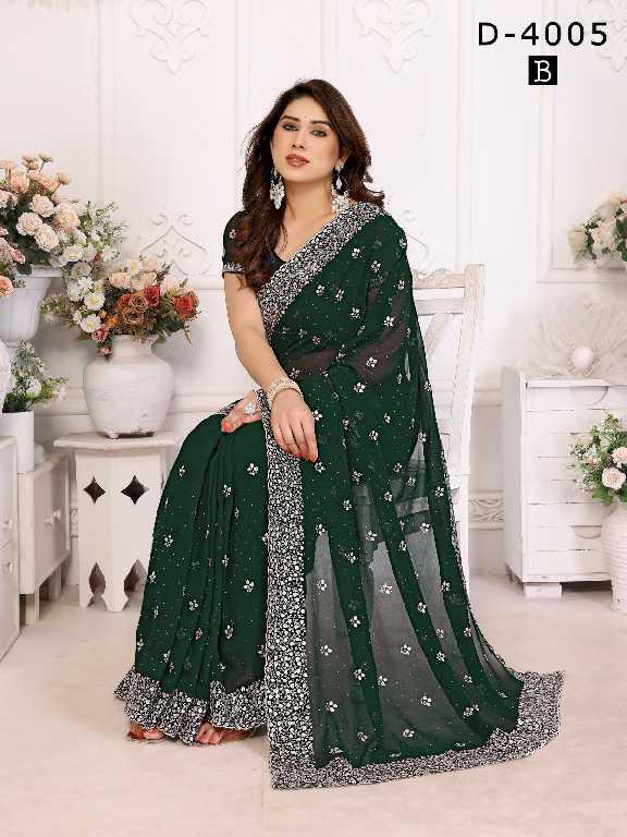 Jayshree D.no 4005 Colour Wholesale 60 Gram Georgette With Stone Work Party Wear Sarees
