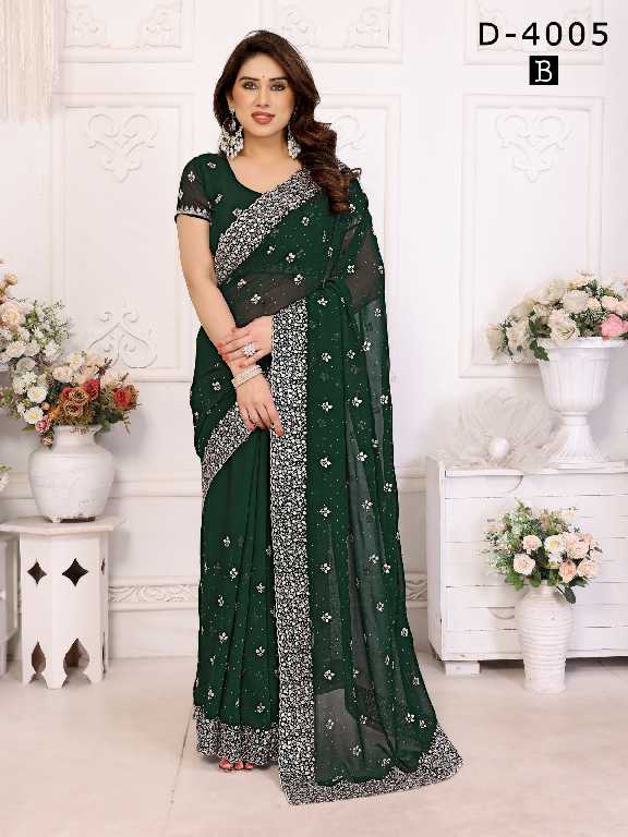 Jayshree D.no 4005 Colour Wholesale 60 Gram Georgette With Stone Work Party Wear Sarees