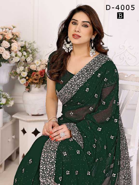 Jayshree D.no 4005 Colour Wholesale 60 Gram Georgette With Stone Work Party Wear Sarees