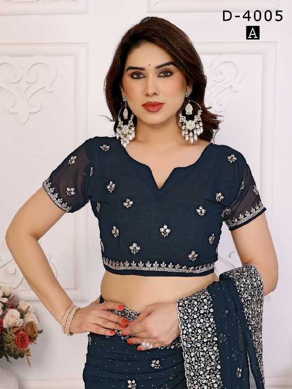 Jayshree D.no 4005 Colour Wholesale 60 Gram Georgette With Stone Work Party Wear Sarees
