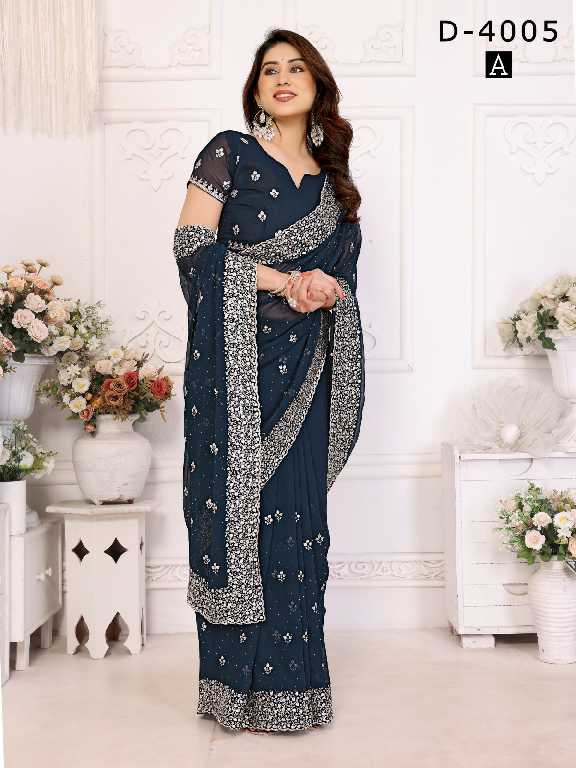 Jayshree D.no 4005 Colour Wholesale 60 Gram Georgette With Stone Work Party Wear Sarees