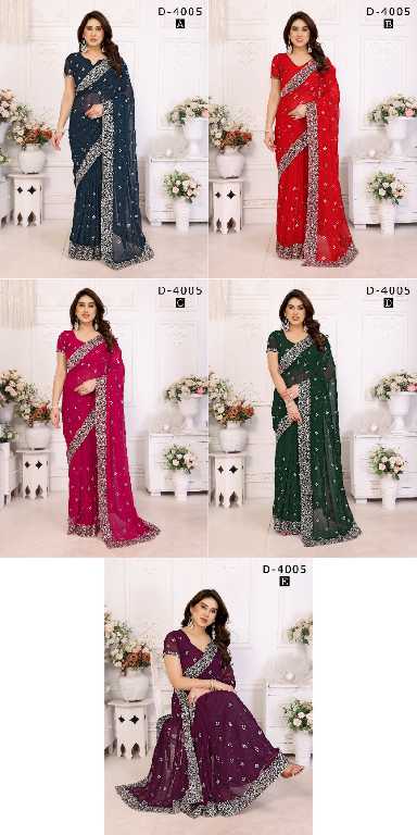 Jayshree D.no 4005 Colour Wholesale 60 Gram Georgette With Stone Work Party Wear Sarees