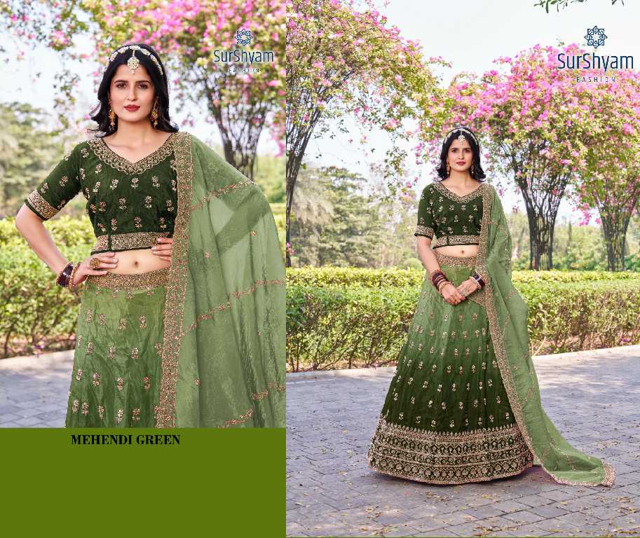 Surshyam Bhavnagar Wholesale Gold Crush Silk With Beats Work Lehengas